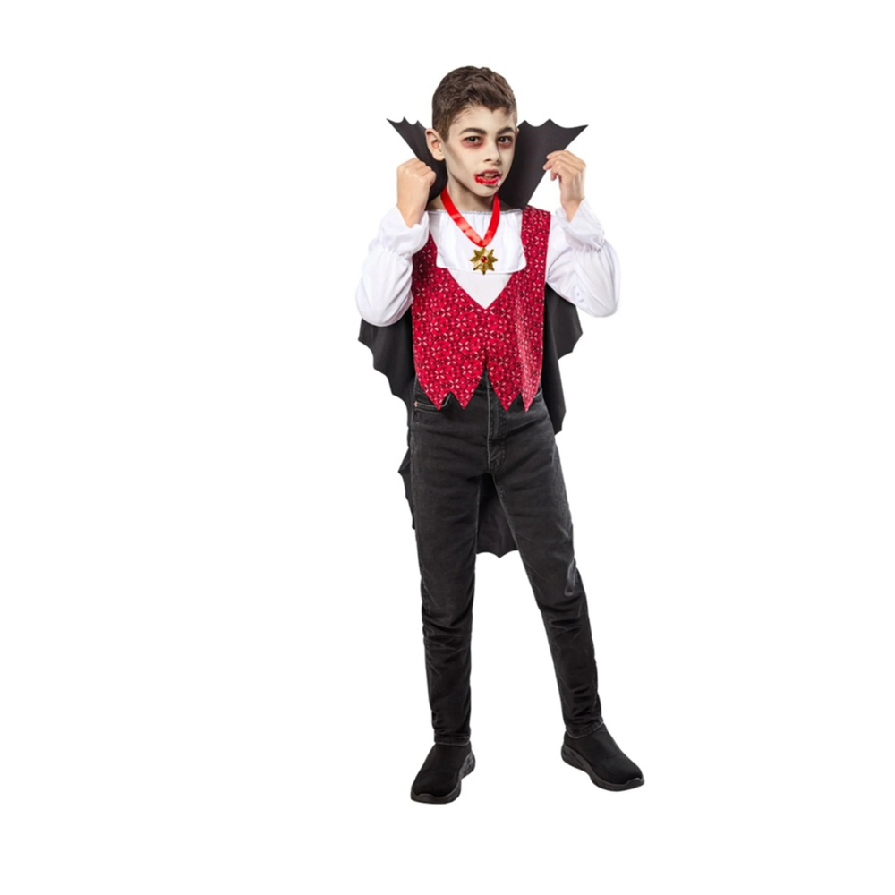 NEW Boys Celebrate! Vampire Halloween Costume S (6/7) Black Red